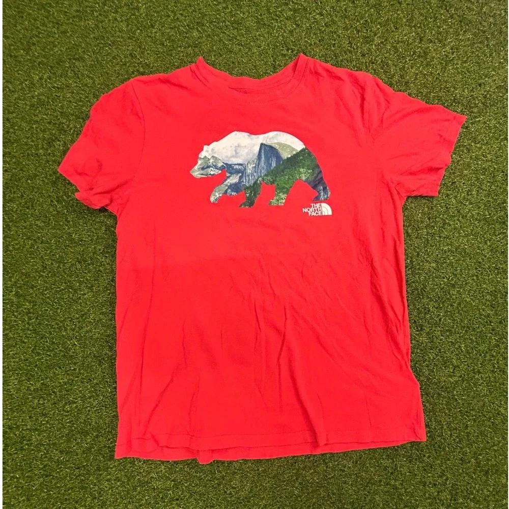 The North Face Mens Red California Bear Mountain Graphic T-Shirt Size M
